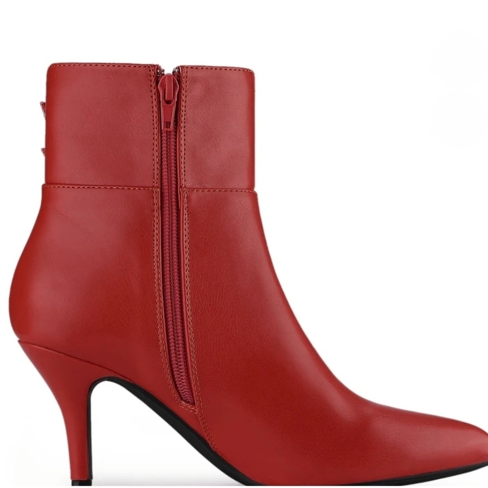 Allegra K Women's Pointed Toe Double Buckle Ankle Boots (8) ~ Red (NIB) - Picture 5 of 6